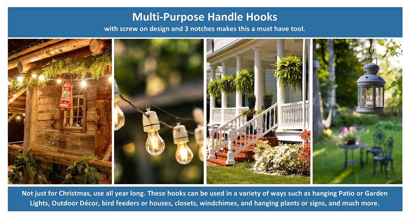 JSP Manufacturing Multi-Purpose Plastic Utility Hook Screw On Pole Attachment (Pole NOT Included) - Hang Christmas Lights, Bird feeders, Sting Lights, Ropes, Boat Lines (2, Black) - Image 5